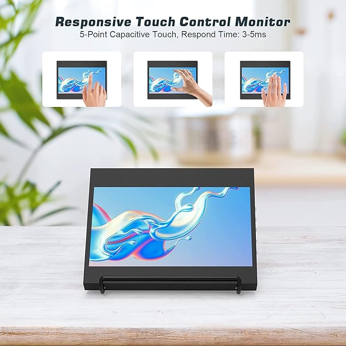 PONPY 7 Raspberry Pi Touchscreen Monitor USB/HDMI Portable Monitor Capacitive Pi Display for PC Phones Raspberry Pi 4B 3B+ 3B 3A+ 2B B+
