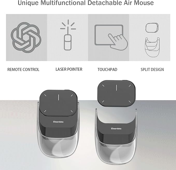 Cheerdots2 Bluetooth Detachable Air Mouse Touchpad Mouse &amp Wireless Presenter Voice Control and Laser Pointer – Detachable Perfect for Mac &amp Windows (CHP04 Recording)