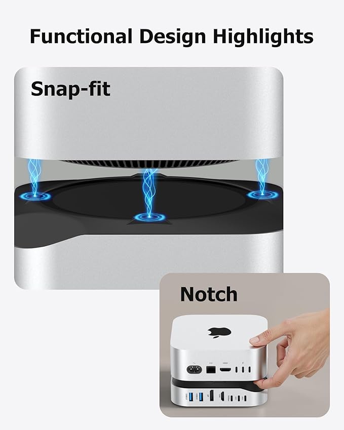 Mac mini M4 Dock with NVMe SSD Enclosure 40Gbps 8TB SSD Support 10-in-2 USB-C Hub with 2×USB-A USB-C 10Gbps 2×USB-A 5Gbps HDMI DP SD/TF Reader Magnetic Cover