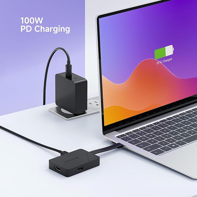 [Designed for Microsoft Surface] Cable Matters 4-in-1 USB C Hub HDMI 4K@60Hz 100W Charging 10Gbps USB and USBC Compatible with Surface Pro/Laptop/Book with USBC or Thunderbolt 4