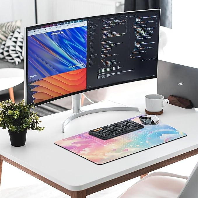 Cloudy Sky Mouse Pad Large Desk Mat Extended Keyboard Mouse Pad with Non-Slip Base and Stitched Edge Mouse Mat Desk Pad 30x16 Mouse Pads for Desk Home Office Gaming