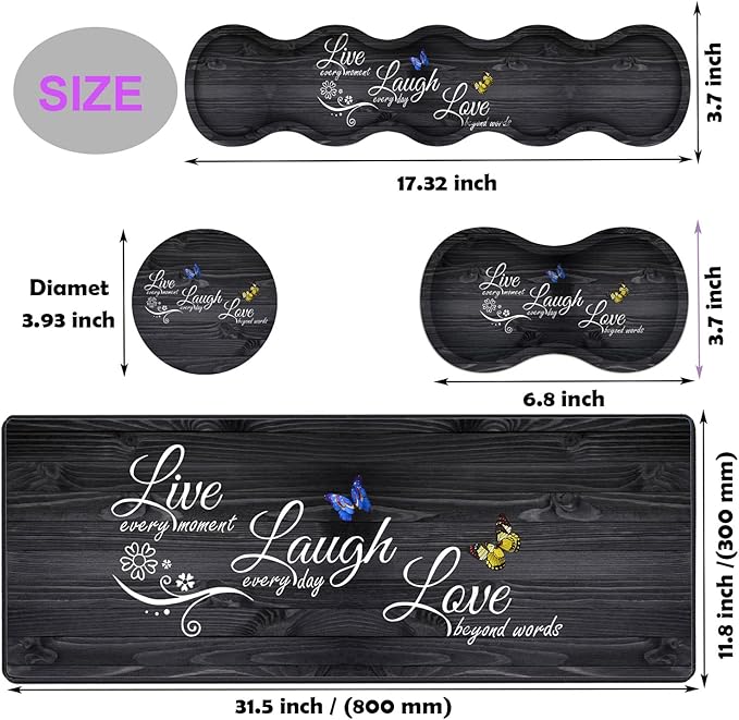 Large Gaming Mouse Pad Keyboard Wrist Rest pad + Mouse Wrist pad + Coaster Set Extended Waterproof Non-Slip Table mat Suitable for Home Office Learning Games - Live Laugh Love