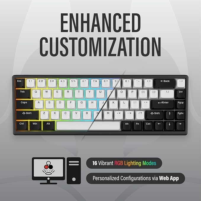 ARBITER Polar 65 - CNC Magnetic Gaming Keyboard w Rapid Trigger Hall Effect Switches CNC Aluminum Frame Rapid Key 65% Compact Bright RGB Dual-Shot PBT Keycaps - Mint Abyss