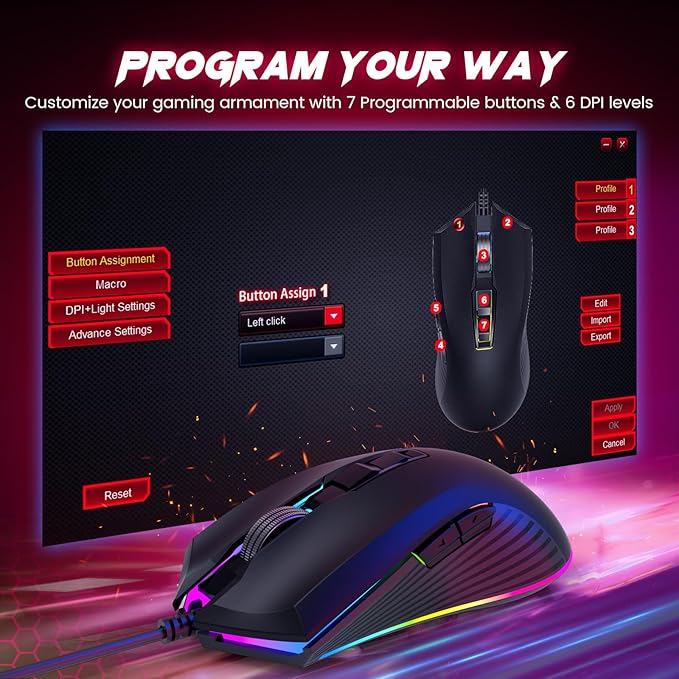 Wired Gaming Keyboard and Mouse Combo 104 Keys All-Metal Panel Rainbow Computer Keyboard with Multimedia Keys Wrist Rest and LED Backlit Gaming Mouse 4200 DPI for Windows PC Gamers (Black)