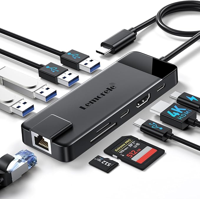 USB C Docking Station - 10 in 1 with Gigabit Ethernet 4K HDMI 4*USB A 3.0/2.0 100w PD USB-C 3.0 SD/TF USB Hub Multiport Adapter for MacBook Pro/Air