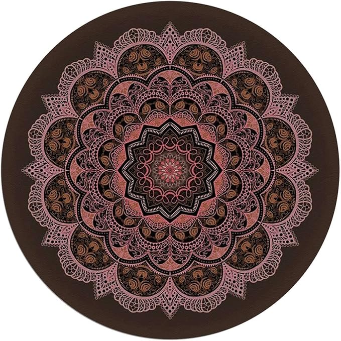 Grey Violet PU Leather Office Chair Mat Hardwood Floor Computer Desk Mat Exotic Ukrainian Fashioned Ornamental Anti-Slip Gaming Chair Mat Round Floor Mat Durable Floor Protector Diameter 55 in