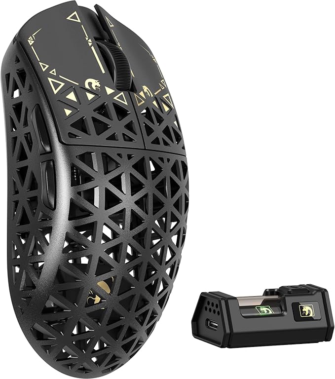 MAMBASNAKE M5 Ultra Carbon Fiber 8KHz Wireless Gaming MousePAW3950MAX Sensor 42K DPI39g Lightweight Tri-Mode 2.4GHz/BT/Wired Computer MiceWeb Driver Supportfor Win/Mac/FPS/MOBA/Esports-Black (A)