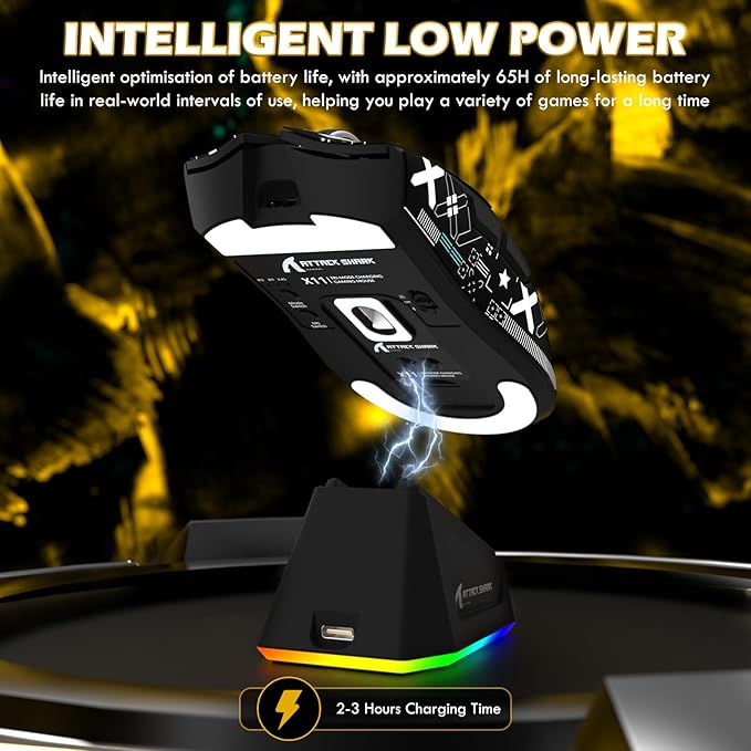 ATTACK SHARK X11 &amp X65 PRO HE Rapid Trigger Hall Effect Keyboard60% Magnetic Keyboard 8K Polling Rate RGB Hot SwapWireless Gaming Mice with Charging Dock 22K DPIBT/2.4Ghz/WiredCoiled Cable-Bla