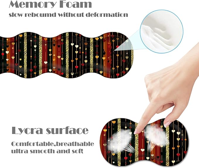 Ergonomic Keyboard Wrist Rest &amp Mouse Pad Wrist Rest SetXL Gaming Desk Mat 31.5x 11.8Non-Slip BaseMemory FoamEasy Typing Pain Relief for Office &amp HomeHearts and Leopard Print