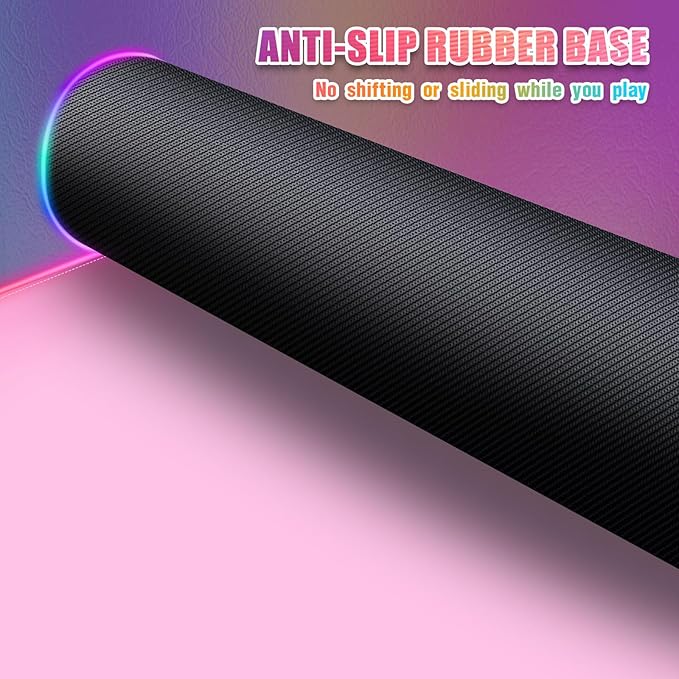 Pink RGB Gaming Mouse Pad I Large Mousepad with 14 Led Light Modes I Keyboard Pad Gaming Desk Mat I Non-Slip Rubber Base Big Mouse Mat for Gamer I 900x400x4mm Waterproof Mousepad for Game PC MacBook