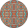 Orange Mustard Marble Round Area Rug Throw Rugs Soft Washable Small Round Floor Mats for Bedroom Living Room Abstract Hexagonal Shaped Pattern Diameter 47.2 in