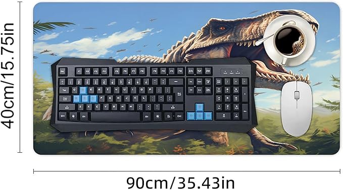 XXL Gaming Mouse Pad Animal Dinosaurs XXL Gaming Mouse Pad Large Desk Mat Protector for Desktop Anti-Slip Rubber Extended Computer Keyboard Mat Writing Pad for Work Office 15.7 * 35.4 inB-400