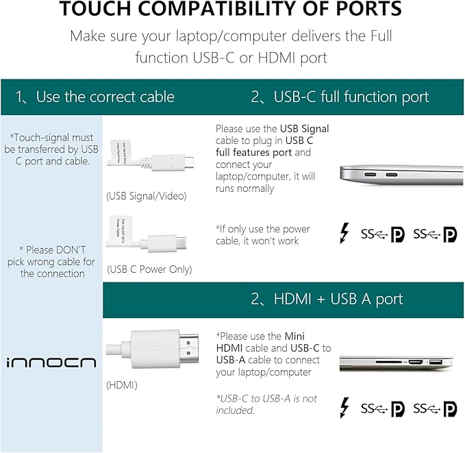 INNOCN 15.6 inch Portable Monitor Touchscreen | 1080P | HDMI USB C HDMI | for MacBook Windows Tablets Android Chrome PS4 Switch Mini PC | 400Nits | 100% sRGB