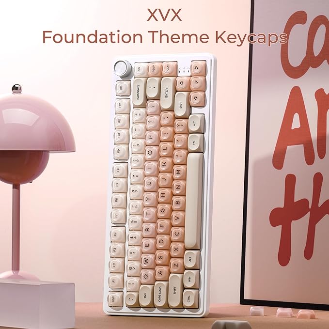 OHY PBT Keycaps XVX Pink Jelly Foundation HOA Profile 132-Key Cute Custom Keycaps (for Mechanical Keyboards with Cherry/Gateron MX Switches)-Flesh Pink（ONLY KEYCAPS）