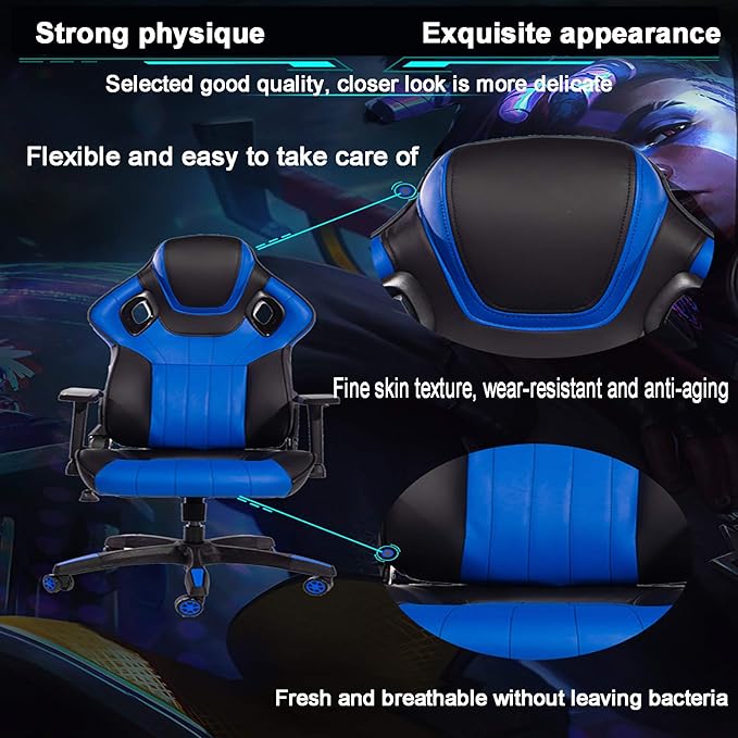 Office Chair Gaming Chair Computer Chair Racing Office Computer Chair Height Adjustable Swivel Chair High Back Task ChairExecutive Game Chair Recliner Gamer Chair for Women Men AdultsPU Le