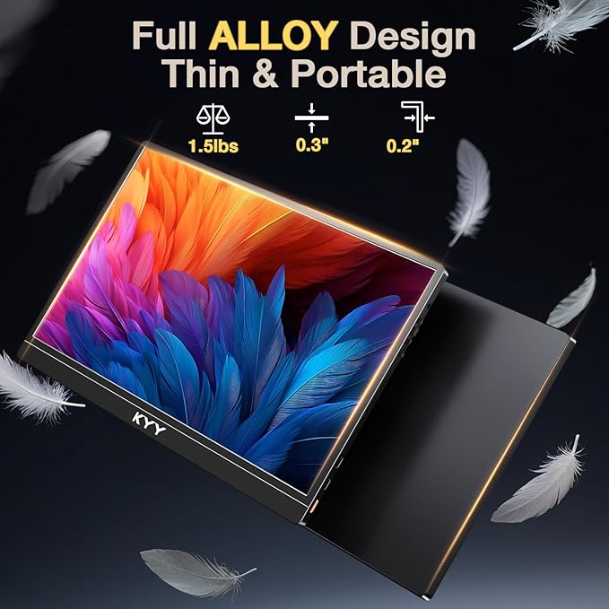 KYY 4K Portable Monitor – 15.6 UHD IPS Travel Display Slim &amp Lightweight Design HDMI &amp USB-C Inputs Perfect for PS5 Xbox Switch Laptops Phones and On-the-Go Professionals K5