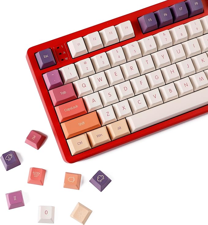 YMDK 143 Smoke Cloud Keycaps Dye-Sub Thick PBT Cherry Profile Key caps for TKL 61 64 68 75 87 96 104 108 GMMK MX Mechanical Keyboard