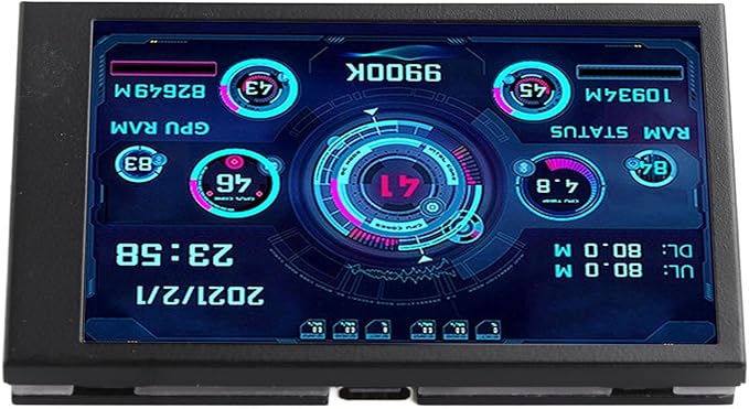 ZJchao Pc Temperature Display 3.5in Computer Temp Monitor Full View Display Computer Temp Monitor Computer Temperature Display with Stand for aida64 PC CPU RAM Hard Disk Data