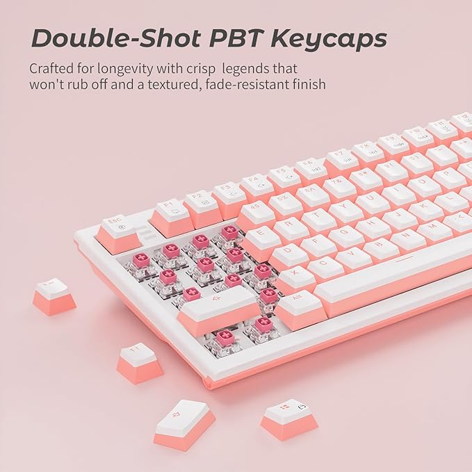 Hexgears X4 Wired Mechanical Keyboard with Number Pad USB-C Hot Swappable Custom Keyboard Pre-lubed Linear Switches White LED Backlit Computer Gaming Keyboards for PC/Tablet
