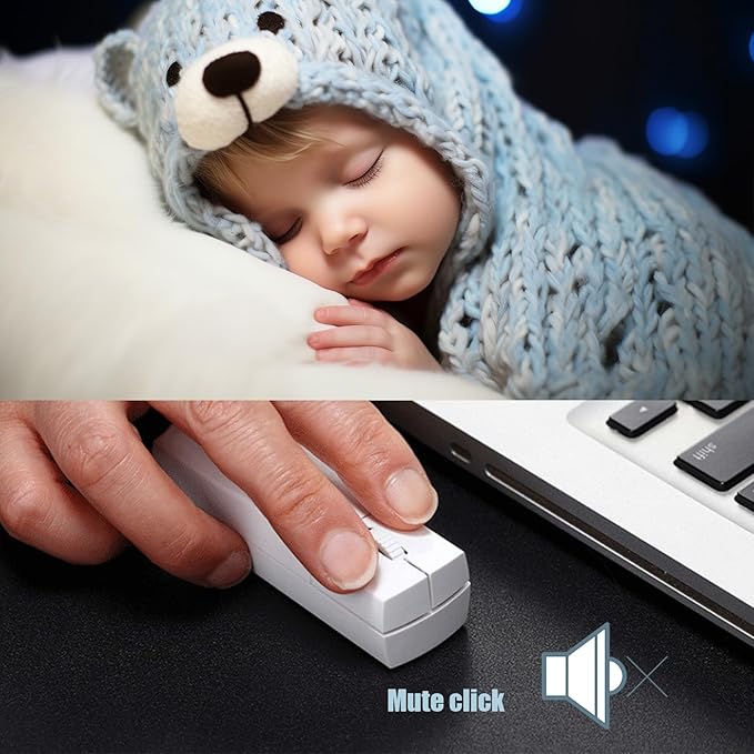 elec Space Wireless Mini Finger Mouse - Silent Dual-Mode Bluetooth &amp 2.4GHz Ergonomic Portable PC Mice with Case Compatible with MacBook and Chromebook