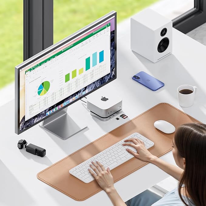 Mac mini M4 Dock No WiFi Interference PULWTOP Mac mini M4 Hub Stand with M.2 SSD Enclosure (SSD NOT Included) for Mac mini M4 and M4 Pro 2024 with 4K60Hz HDMI 3 x USB A 2.0 SD/TF 3.5mm Audio/Mic