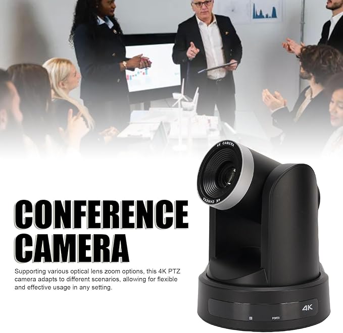 Diyeeni 12X Optical Zoom PTZ Camera HDMI IP USB 3.0 4K 30fps for Video Conference Business Meeting Live Streaming Online Learn AI Auto Tracking Support up to 128G (US Plug)