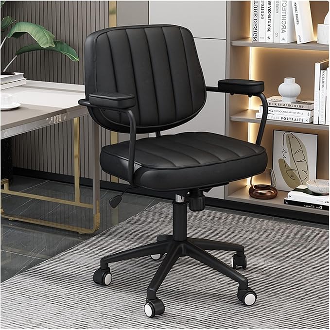 Adjustable Office Computer Chair with Armrest Computer Chair Household Adjustable Lifting Backrest Gaming(Black)