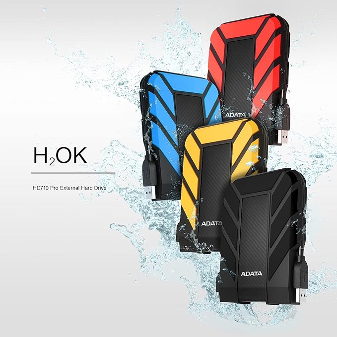 ADATA HD710 Pro - 2 TB External Hard Drive - Shockproof Waterproof &amp Dustproof - Durable Storage - For Gamers Students &amp Professionals - Mac PC &amp Linux Compatible - Blue - AHD710P-2TU31