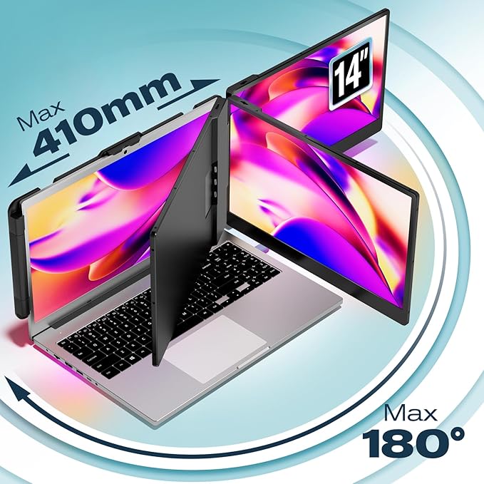 Teamgee 14” Laptop Screen Extender S1 Dual FHD IPS Portable Monitor for 13–17” Laptops USB-C/HDMI Plug &amp Play Compatible with Windows macOS &amp Android Perfect for Hybrid Work &amp Travel