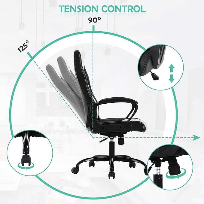 Massage Gaming Chair Gaming Chair with Massager Massage Lumbar Support Gaming Chairs for Adults Office Gaming Chair with 360°Swivel Comfortable Gaming Chair with Height Adjustable White &amp Bl