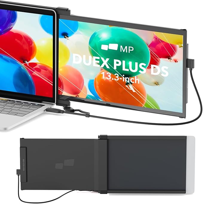Duex Plus DS Laptop Screen Extender13.3 FHD 1080P IPS Laptop Monitor ExtenderUSB Type-C/HDMI Plug and Play Portable Monitor for 13-14.5 LaptopsSupport Windows/Mac/Android/Switch Compatible