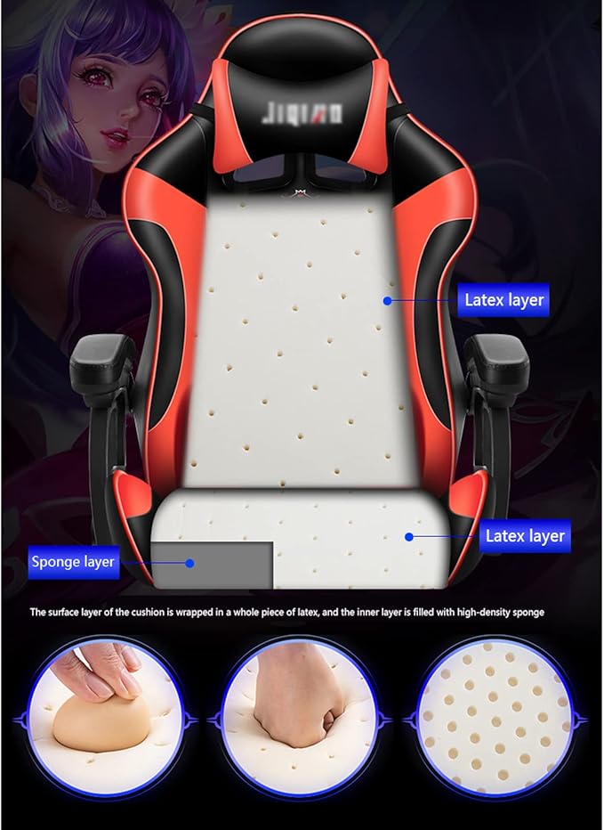 Office Ergonomic Chair Swivel Chair Computer Chair Gaming Chair Boys Home Gaming Chair Lift Reclining Swivel Chair Office Chair Boss Chair (Size:Nylon feetColor:red)