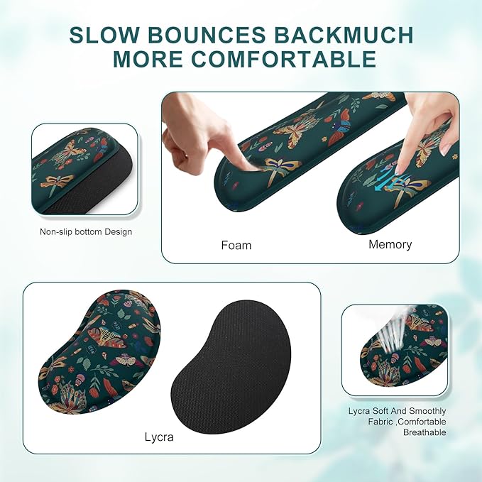 iCasso Large Mouse pad for Desk Computer Desk Mat 3Pcs XXL Keyboard and Mouse Pad + Keyboard Wrist Rest Desk Matt for Desktop Easy Typing Pain Relief Ultra Thick Mousepad Keyboard Mat(Green)
