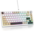 75 Percent Keyboard Gasket-Mounted with Sound Absorbing Pads 82-Key Compact Wired RGB Mechanical Gaming Keyboard Hot-Swap Socket for Win Gray Black White