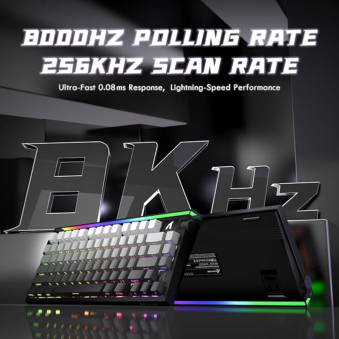 ATTACK SHARK R85HE Wired 75% Hall Effect Rapid Trigger Mechanical RGB Gaming Keyboard with 8K Polling0.05mm RT Accuracy0.08MS LatencyMagnetic Switch5 Layer Sound DampedDriver for PC(Moonlight)