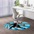 Black Blue PU Leather Round mat Office Chair Mat Hardwood Floor mat Basketball Player Silhouette Round Chair Cushion for Office and Home Decoration Chair Cushion Doodle Style Art Diameter 47.2 in