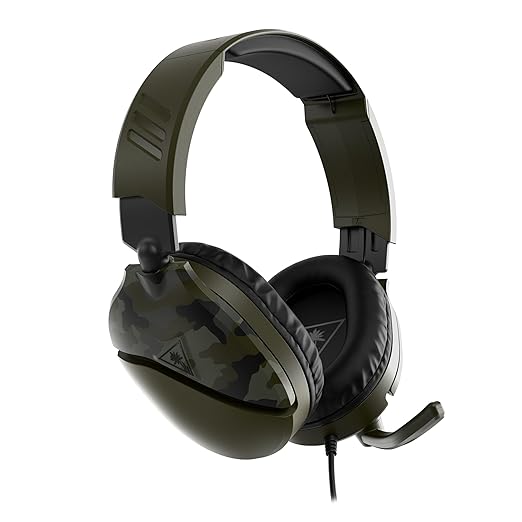Turtle Beach Recon 70 Multiplatform Gaming Headset for Xbox Series X|S Xbox One PS5 PS4 PC &amp Mobile w/ 3.5mm Wired Connection - Flip-to-Mute Mic 40mm Speakers Lightweight Design Green Camo