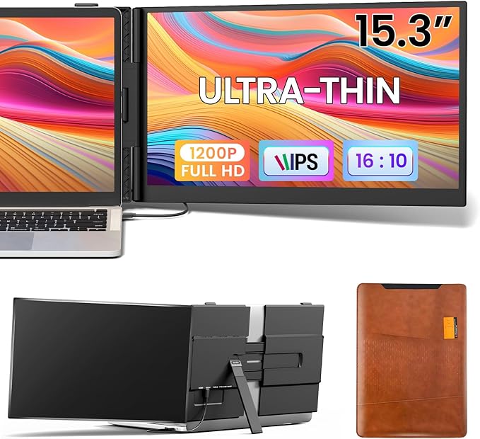 Vixtan Laptop Screen Extender 15.3 FHD 1080P Portable Dual Monitor Ultra-Thin 1.7lbs Plug &amp Play for 13-17 Laptops