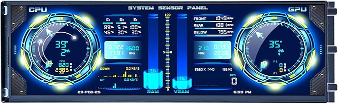 VSDISPLAY 14.5 Inch Touch Monitor for Y70 Computer Case 2560x720 IPS Stretched Bar LCD for DIY PC Case GPU CPU Data Monitoring Secondary Display