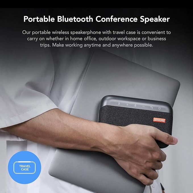 NUROUM A05B(2nd Gen) Bluetooth Conference Speaker and Microphone Portable Wireless Speakerphone with Noise Canceling Mic 16ft Voice Picked Up Computer Speakers for Desktop PC/Laptop/Business Trips