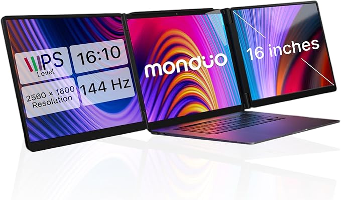 16 Pro Triple Laptop Screen Extender Dual 16 2k Portable Monitors 144Hz 100% DCI-P3 Compatible with 16 MacBook Pro M1 M2 M3 M4 &amp Windows Laptops for Gaming Creators &amp Professional