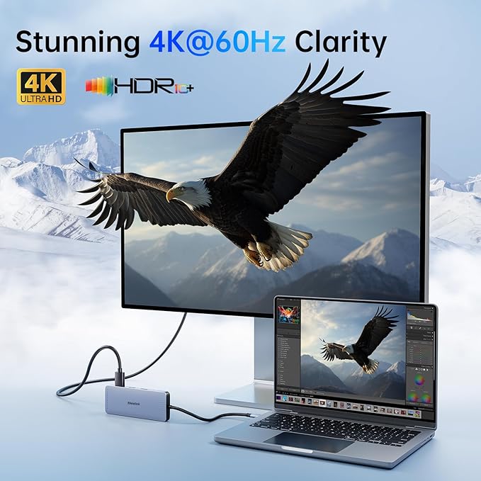 USB C Hub Ethernet 10 in 1 USB-C to HDMI 4K@60 Adapter with Gigabit Ethernet 100W PD USB-A&ampC Data Ports and SD/TF Slot USBC Dock MultiPort Dongle for MacBook Dell HP Lenovo etc