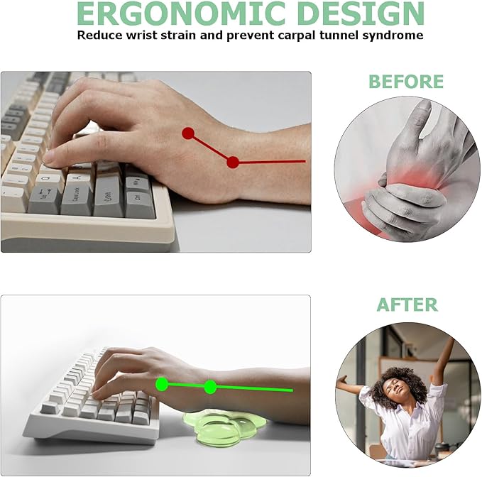 Gel Cloud Wrist Rest Keyboard Cute Wrist Rest for Computer Keyboard Ergonomic keyboard Wrist Rest and Soft Mouse Wrist Rest for Typing Pain Relief Suitable for Office Home Computer Gaming Green