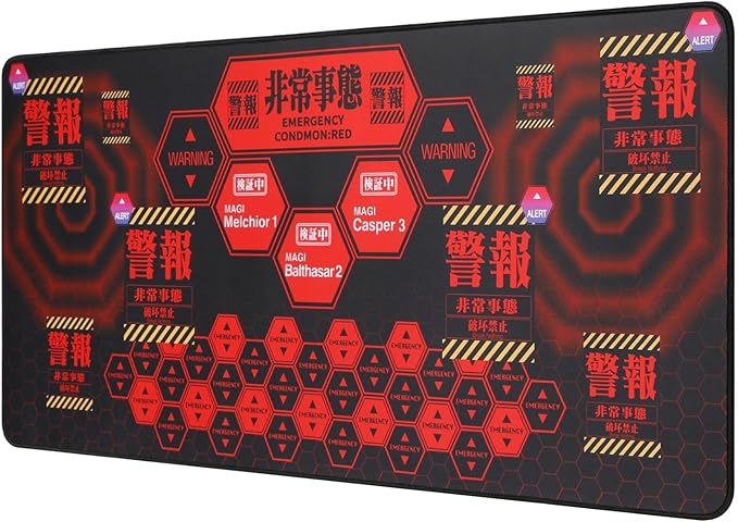 Mouse Pad Neon Genesis Evangelion 'Alert' Design 35.4x15.7 Big Mouse Pad - Featuring MAGI System &amp Emergency Warning Graphics for EVA Fans