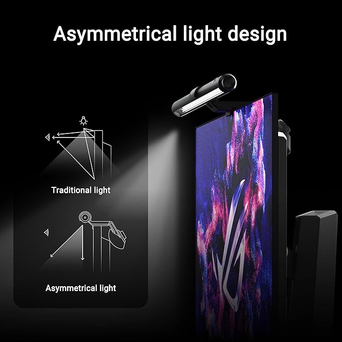 ASUS ROG Aura Monitor Light Bar (ALB01) - Asymmetrical Lighting bar 3 Modes RGB Lighting USB-C Patented clamp Magnetic Buckle Aura Sync Compatible DisplayWidget Center Quick Installation