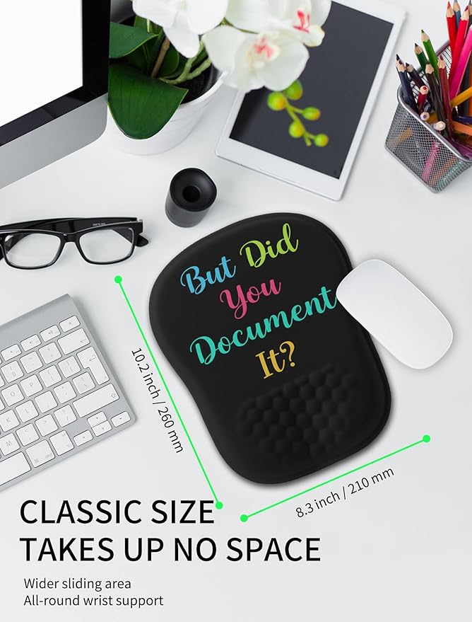 Hokafenle Ergonomic Wrist-Hugging Mouse Pad Wrist Support U-Shaped Holding Wrist Rest Mousepad for Carpal Tunnel Pain Relief with Cushioned Memory Foam Slope Massage Bulge (10.2x8.3 inDocument it)
