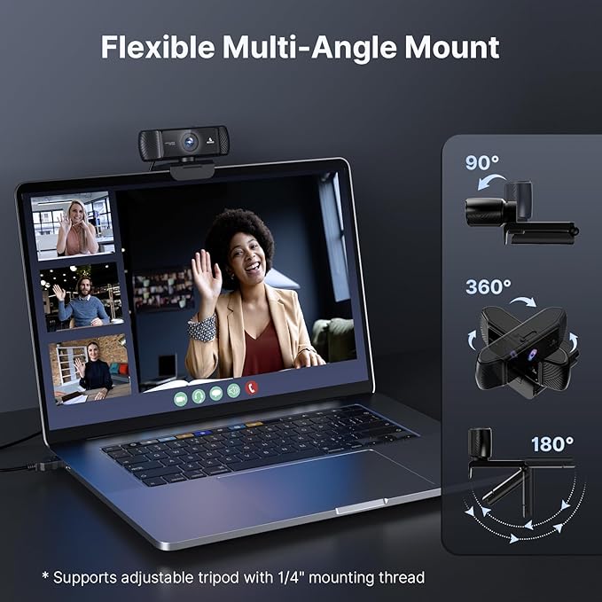 NexiGo 1080P 60FPS Webcam with Software Control and Microphone AutoFocus w/Privacy Cover N680P Pro Computer Web Camera for Skype Zoom Teams Mac PC Laptop Desktop
