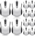 Hoteam 12 Pcs White Wired Computer Mouse Bulk Cord USB Computer Mice Ergonomic Wired Mouse for Pcs Computers Laptops Gaming Office Home Supplies