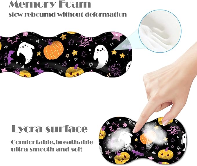 Ergonomic Keyboard Wrist Rest &amp Mouse Pad Wrist Rest SetXL Gaming Desk Mat 31.5x 11.8Non-Slip BaseMemory FoamEasy Typing Pain Relief for Office &amp HomeCute Ghost Pumpkin