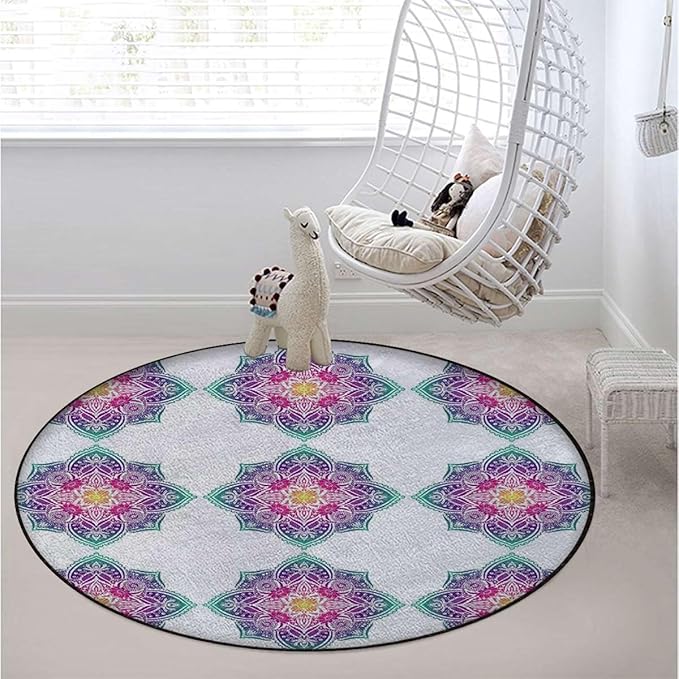 Blue Hardwood Floor Gaming Chair Mat Round Floor Mats for Office Chair Desk Chair Anti Slip Floor Protector for Rolling Chair Lucky Charm Chai Protection Stone Mystic Diameter 43.3 in